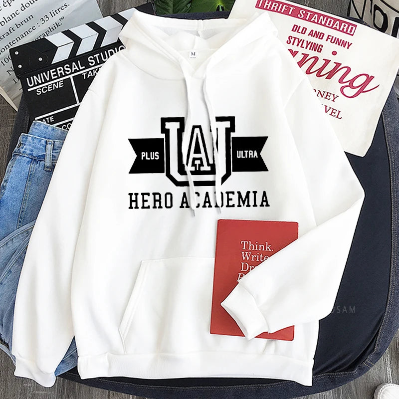 Harajuku Anime Manga UA My Hero Academia Logo Hoodies Sweatshirt Men Long Sleeve Streetwear Women Patchwork Winter Sweatshirts - Matrix Studios