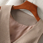 Checkered Short V-Neck Single Breasted Vest for Women in Spring and Autumn Fashionable and Slimming for the Workplace Interior a - Matrix Studios