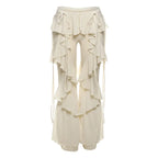 Cover-ups Ruffle Pants Summer Women Beach Wear White Cotton Tunic Mesh Pants Sarong Wrap Skirt Swimsuit Cover Up - Matrix Studios