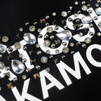Oversize Balck Satoshi Hoody Retro Spray Dirty Rhinestone Button Stud Necklace Logo Hooded Sweatshirts  2XL Men Women Streetwear - Matrix-studios.com