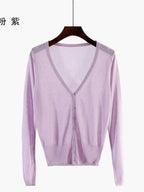 Korean Fashion Summer Autumn M-6XL Women V-Neck Knitted Casual Loose Full Sleeve Sweaters Cardigans Lady Knitting Outwear ZY6870 - Matrix Studios
