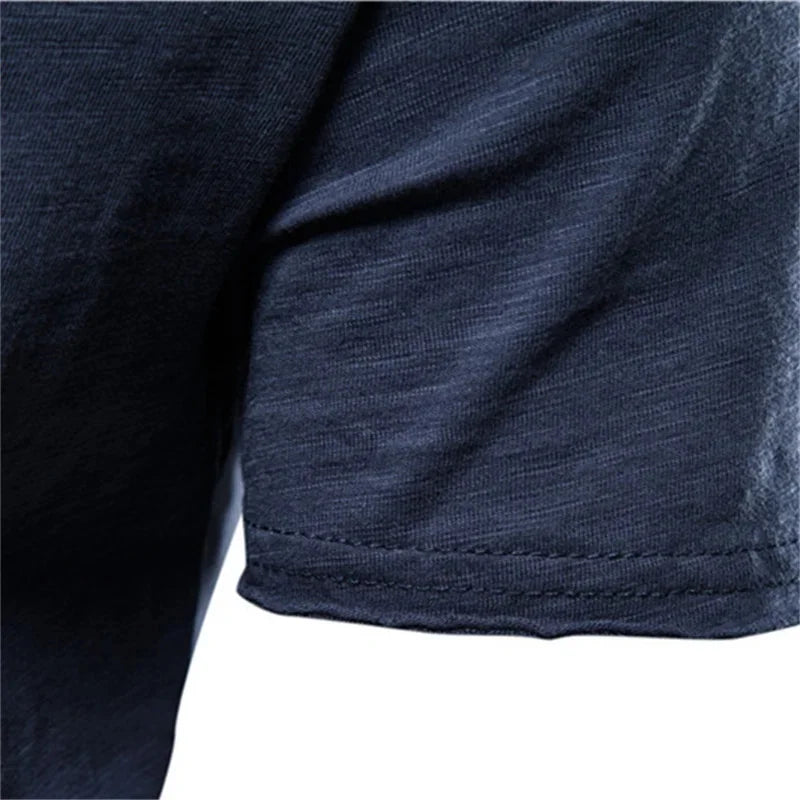 Brand Quality 100% Cotton Men T-shirt V-neck Fashion Design Slim Fit Soild Male Tops Tees Short Sleeve - Matrix Studios