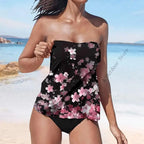 Strapless Tankini Swimsuits for Women 2 Piece Bathing Suits Bandeau Blouson Swim Top with Bottom - Matrix-studios.com