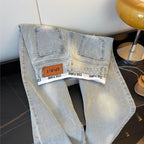 American Vintage Ripped Patchwork Jeans For Women New Spring Fall Light Blue High Waist Slim Loose Wide Leg Denim Trousers Stree - Matrix-studios.com