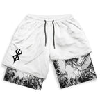 Y2K Summer Men Streetwear Anime Berserk Oversize Active Athletic Gym Short Pants Training Fitness Workout Track Shorts Clothes