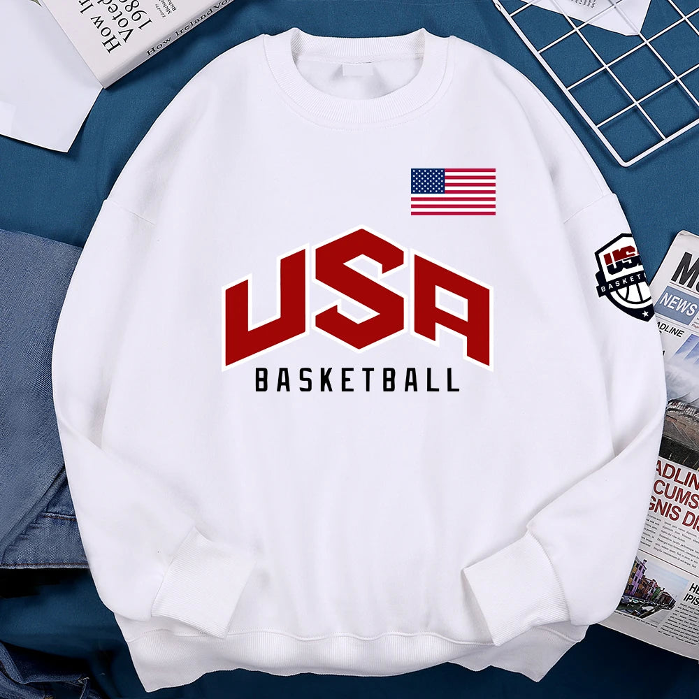 USA Basketballer Printed Street Casual Hoody Men Women Hip Hop Oversized Clothing Loose Warm Fleece Sweatshirts Couple Hoodies - Matrix Studios