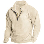 Autumn and winter new men's fleece sweatshirt stand-up collar half zipper long sleeve cross-border European trend men's top - Matrix Studios
