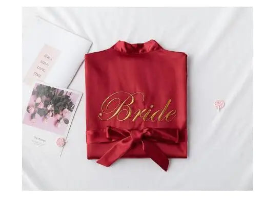 Wedding Bride Bridesmaid Robe Dressing Gown Sexy Women Bathrobe Nightgown Short Sleepwear Casual Flower Kimono Geisha M L XL - Matrix-studios.com