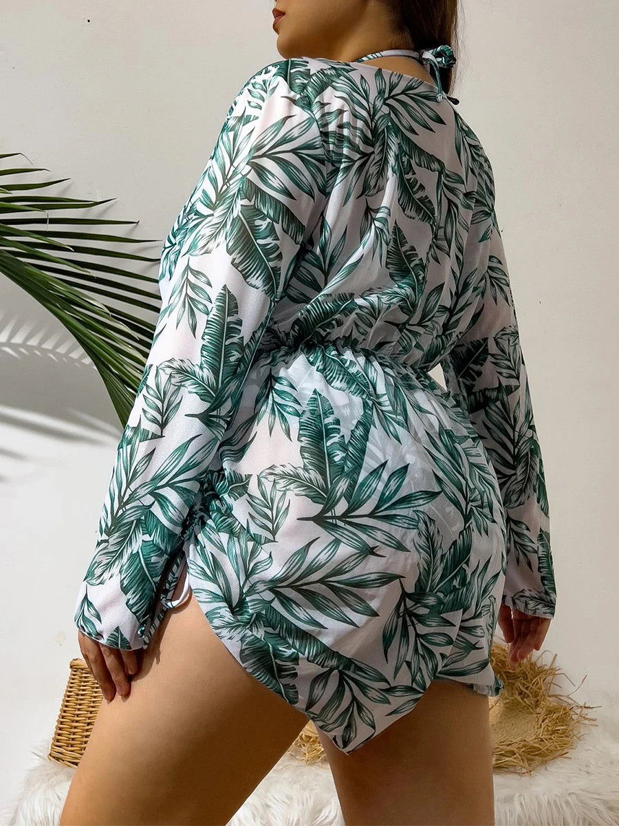 2026 Print Cross V Neck Large Size Halter Bikini 3 Piece Swimsuit Women Swimwear Female Bathing Swimming Swim Suit Beach Bathers - Matrix-studios.com