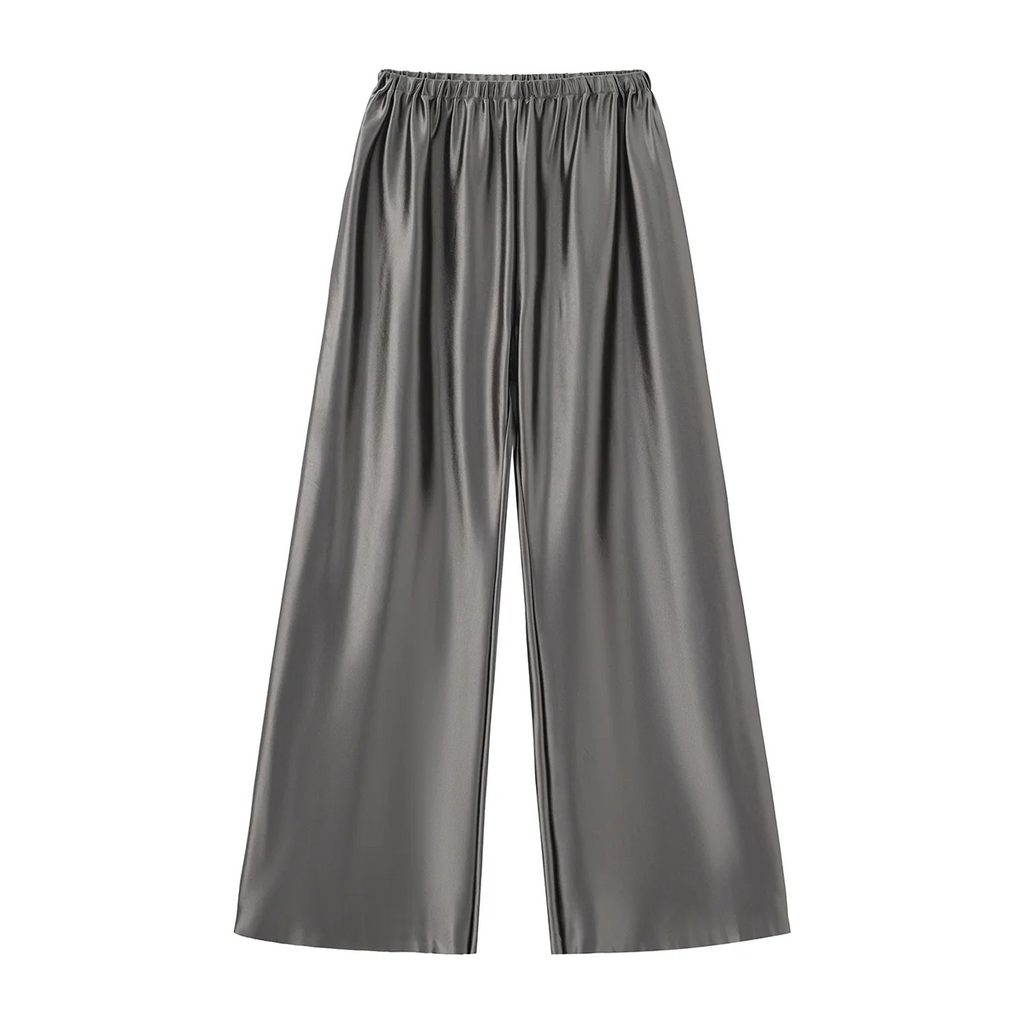 Satin Wide Leg Pants Long Floor Casual Pants Women's Summer