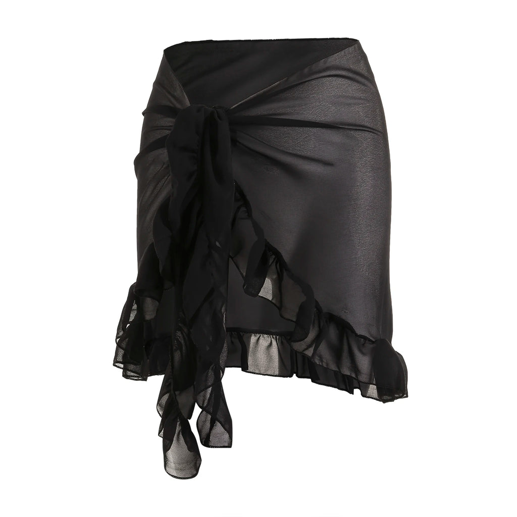 Yiiciovy 2023 Women Cover-Ups Skirts Chiffon Swimwear Pareo Scarf Bikini Cover-Ups Wrap Kaftan Sarong Beach Sexy Skirts 9 Colors - Matrix Studios