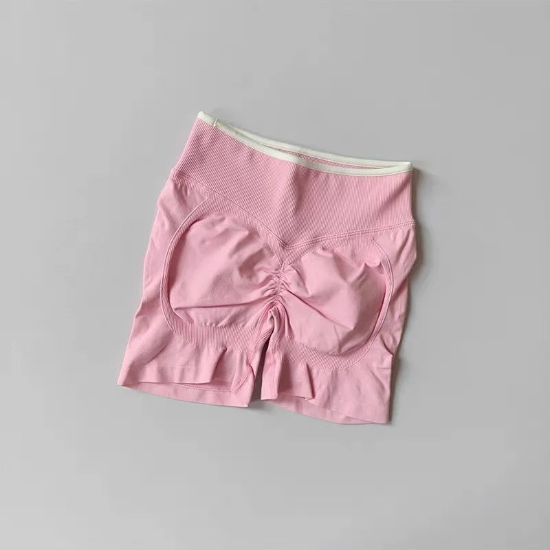 Sexy Seamless Color Blocked Yoga Shorts, Tight Fitting Peach Hip Lifting Sports, Women's Outdoor Running And Fitness Pants - Matrix Studios