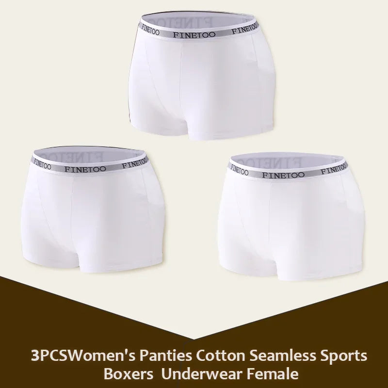 3Pcs Women's Panties Cotton Seamless Sports Boxers Underwear Female Solid Color Briefs Lingerie Intimate Underpant Finetoo S-XXL - Matrix Studios