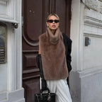 Woman Mixed Color Long Faux Fur Coat Fashion Lapel Collar Full Sleeve Loose Overcoat 2025 Winter Lady Warm High Street Outwear - Matrix Studios