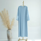 2024 New Modest Dress Solid Color Inner Dresses Muslim Women Dubai Abaya Eid Ramadan Islam Clothing Turkey Arabic Robe - Matrix-studios.com