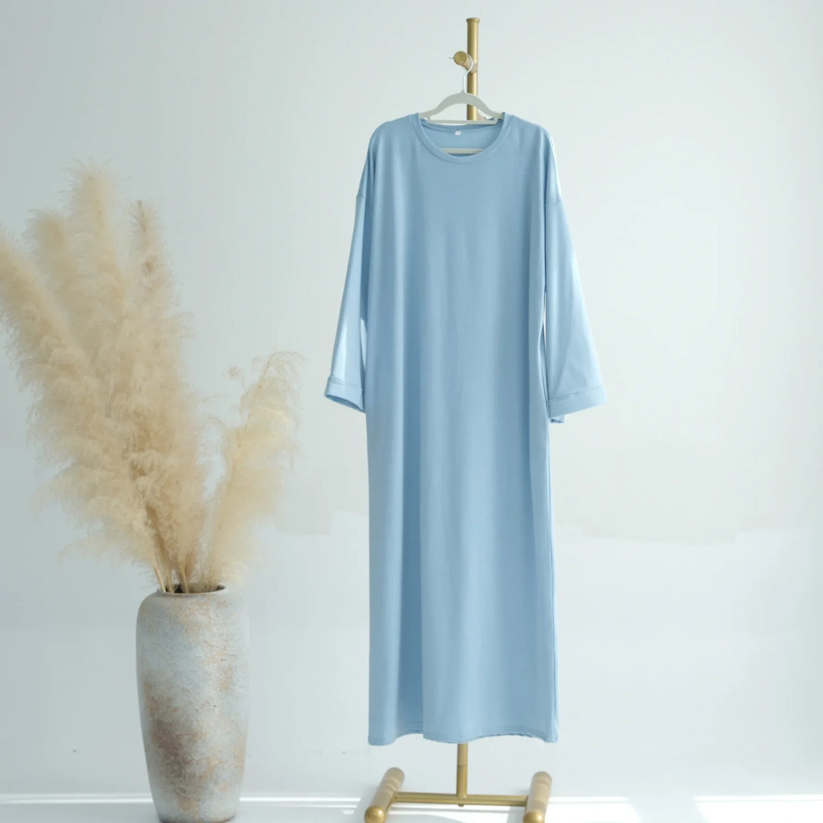 2024 New Modest Dress Solid Color Inner Dresses Muslim Women Dubai Abaya Eid Ramadan Islam Clothing Turkey Arabic Robe - Matrix-studios.com