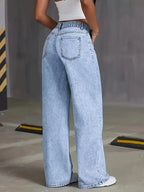 2026 New American Fashion Women's Loose Casual Wide Leg Straight Denim Jeans Baggy Streetwear Pants All Season Trousers - Matrix-studios.com