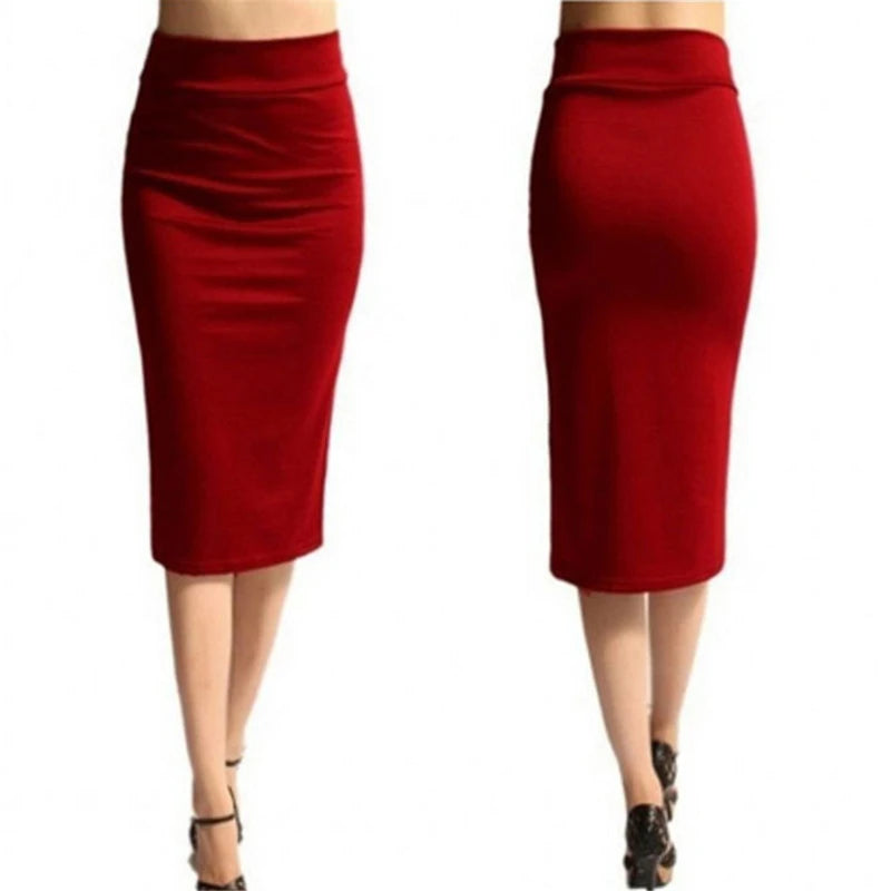 Women Skirt Bodycon Skirt Office Female Slim Knee Length High Waist Stretch Sexy Pencil Skirts Jupe Femme - Matrix-studios.com
