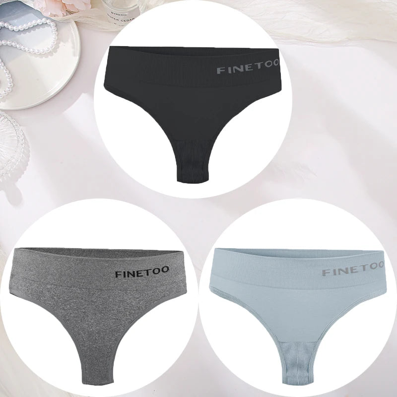 3PCS/Set Women's Panties Sexy Underwear FINETOO Large Size Thong Women Seamless Panties High Waist Girls Thongs M-2XL - Matrix Studios