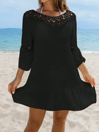Sexy Hollow Out Beach Dress Women Hand Hook Stitching Crochet Swimsuit Cover Up Vestidos Female Bathing Suit Cover-Up Mini Dress - Matrix Studios
