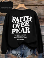 Casual Women's Hoodies Faith Over Fear Letter Printing Sweatshirts Fleece Warm Comfortable Pocket Pullovers Autumn Streetwear - Matrix Studios