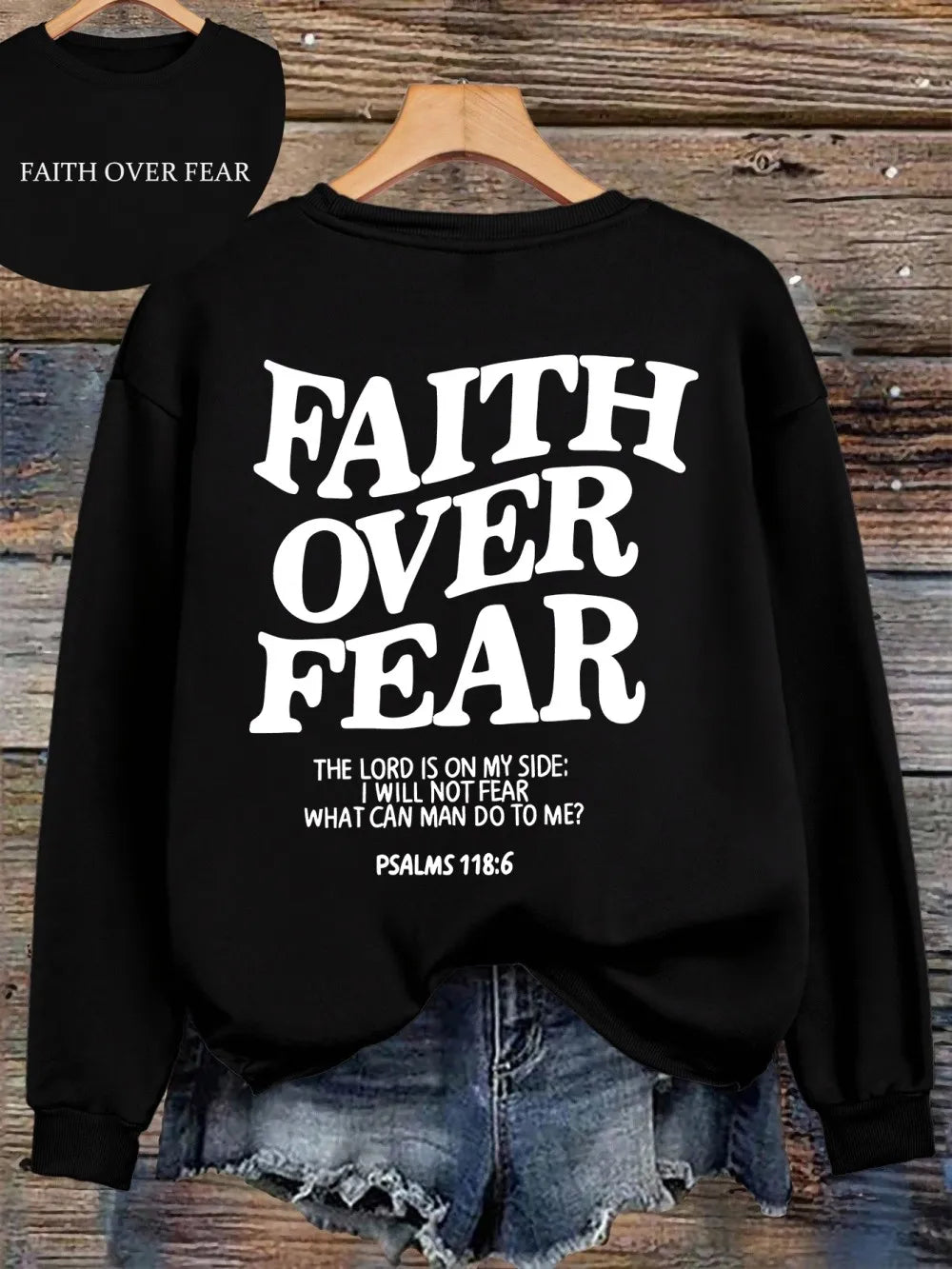 Casual Women's Hoodies Faith Over Fear Letter Printing Sweatshirts Fleece Warm Comfortable Pocket Pullovers Autumn Streetwear - Matrix Studios