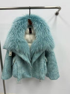 CXFS 2026 New Winter Fashion Wool Coat Splicing Down Jacket Lining With Oversized Fox Fur Collar Thick Warm Women's Coat - Matrix Studios