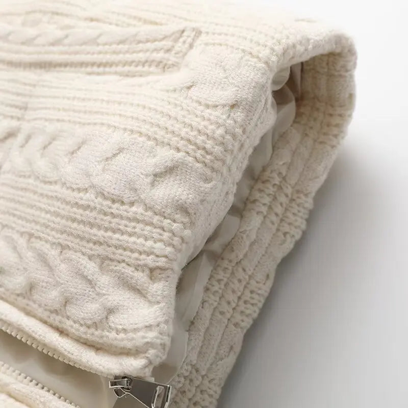 Women's Vest Jackets Coat Knitted Outwear Beige Sleeveless Tops Solid Waistcoat Solid Streetwear Fashion 2024 inszart Woman Coat - Matrix Studios