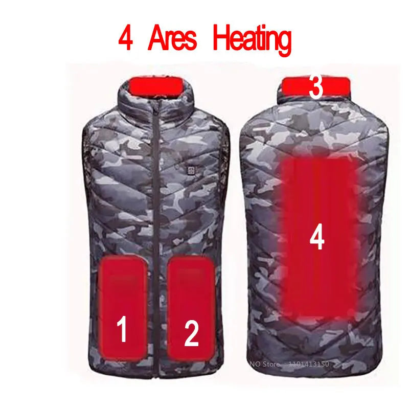 13 PCS Heated vest Jacket Fashion Men Women Coat Intelligent USB Electric Heating Thermal Warm Clothes Winter Heated Vest 열선조끼 - Matrix Studios