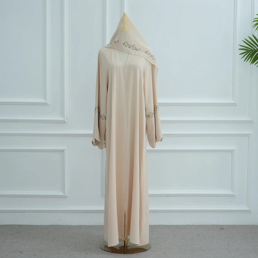 Luxurious Floral Embroidery Hijab Dress for Muslim Women Elegant Dubai Modest Abaya Eid Islam Party Jalabiya Turkey Kaftan Robe - Matrix-studios.com