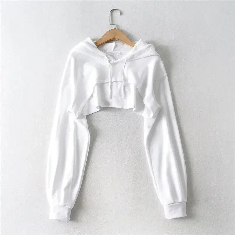 Hoodie Female Hoodie Personality Irregular Crop Ultra Short Style Long Sleeve Top Female Drop Shipping Sweatshirt Y2k Clothes - Matrix Studios