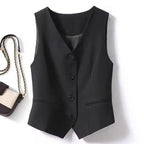 Spring Summer Korean Fashion Vest 2025 New Women Short Fashion V-neck Sleeveless Casual Blazer Waistcoat Coats Female Tops - Matrix Studios