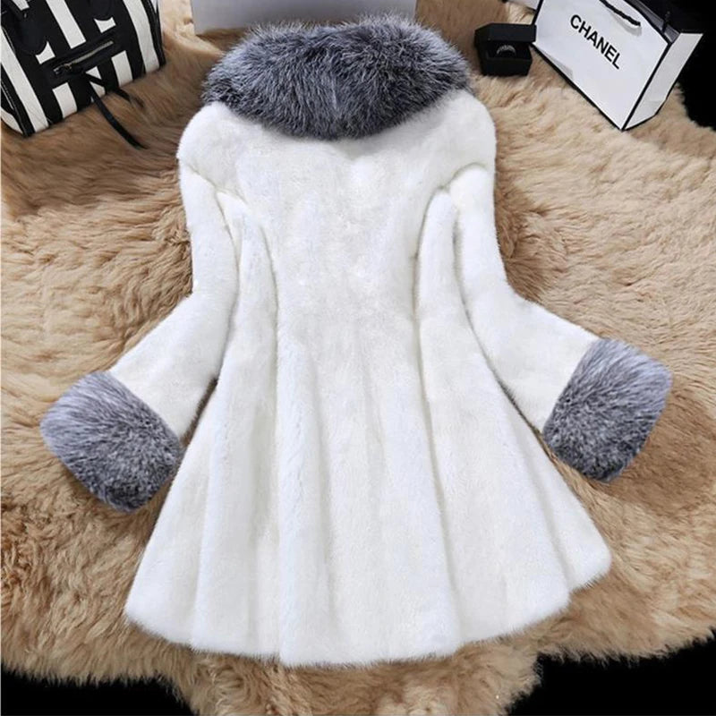 Women's new fox collar long velvet mink coat women's mink fur coat casual warmth - Matrix Studios