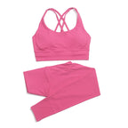 SOISOU Nylon Yoga Set Women's Tracksuit Gym Fitness Set Woman 2 Pieces Leggings Sports Bra Breathable Sportwear Woman Clothes - Matrix-studios.com