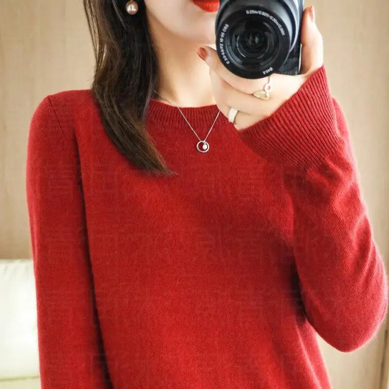 Autumn And Winter Thin Sweater Women's Round Neck Pullover Casual Knitted Top Women's Short Underlay Fashion 18 Colors - Matrix Studios