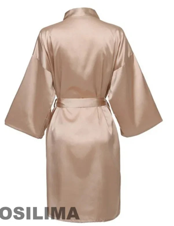 Wedding Party Team Bride Robe With Black Letters Kimono Satin Pajamas Bridesmaid Bathrobe SP2000 - Matrix-studios.com