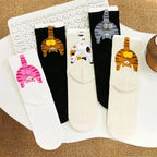Cartoon 3D Cat Egg Design Middle Tube Socks for Women Soft Breathable Cute and Funny Couple Socks Spring Autumn Cute - Matrix Studios