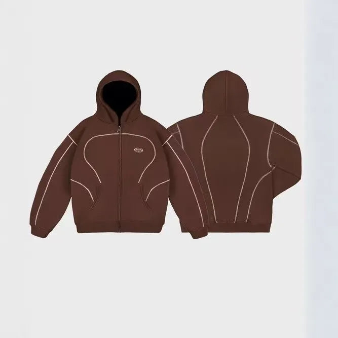 European and American fashion brand top personality line men hoodie high street trend casual sports suit couple loose clothing