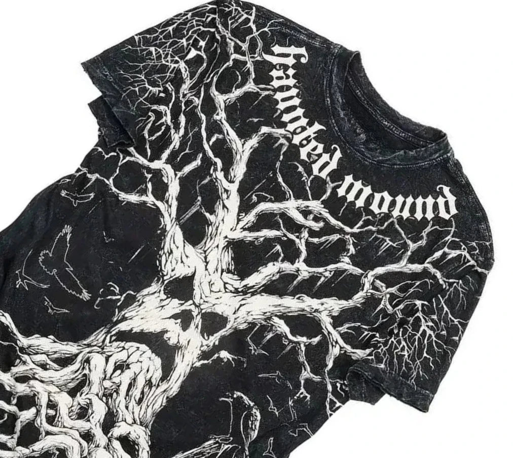 Y2K Affliction T Shirt Vintage Clothing Punk Hip Hop Graphic Print Oversized T shirt Women Round Neck Cotton Short Sleeve Tops