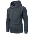 Autumn winter men's solid color hooded top Long sleeve side zipper design hoodie - Matrix Studios