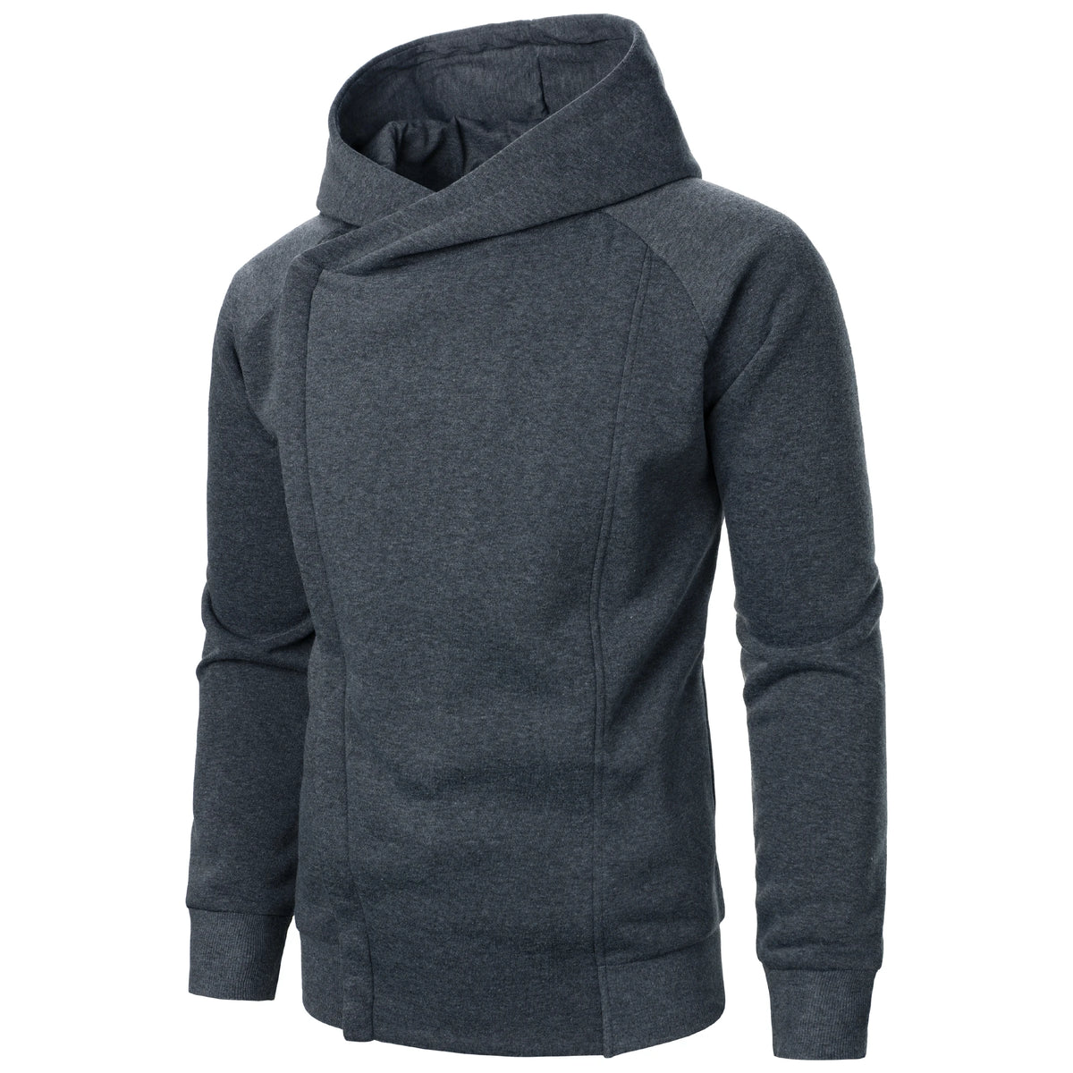 Autumn winter men's solid color hooded top Long sleeve side zipper design hoodie - Matrix Studios