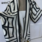 WINYI Africa Boho Print Kimonos African Dresses for Woman Cardigans Beach Outfits Kaftan Beach Cover Up Evening Dress Maxi Coat - Matrix Studios
