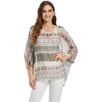BHflutter White Blouse Shirt Women Fashion Batwing Casual Summer Tops Tees Ladies Print Chiffon Blouses Streetwear Plus Size - Matrix-studios.com