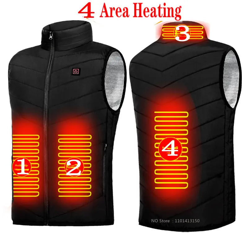 13 PCS Heated vest Jacket Fashion Men Women Coat Intelligent USB Electric Heating Thermal Warm Clothes Winter Heated Vest 열선조끼 - Matrix Studios
