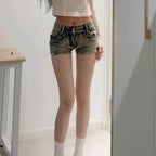 New Woman Designer Low Waist Punk Jeans Girls Aesthetic Elastic High Street Mini Pants Female Sexy Nightclub Summer Denim Shorts - Matrix-studios.com