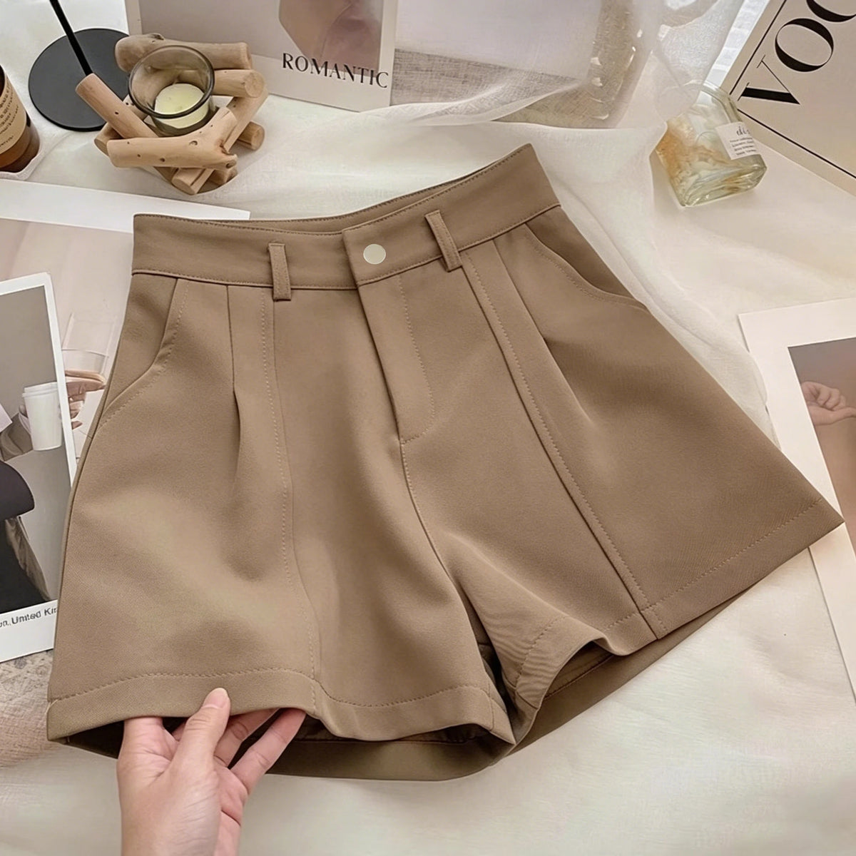 Casual Women A-Line Shorts Fashion Office Lady Commute Vintage Solid High Waist Short Pants Casual Streetwear Summer Trousers - Matrix Studios