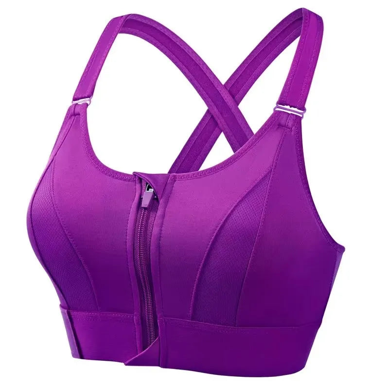 Sports Bras For Women Front Zipper Adjustable Strap Shockproof Elastic Fitness Athletic Brassiere Slim Yoga Crop Top - Matrix Studios