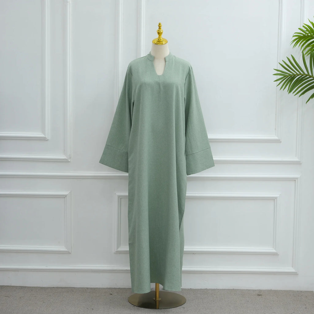 Ramadan Arabic Muslim Women Modest Dress Elegant Eid Dubai Abaya Islam Holiday Loose Outfit New Arrive Plain Turkey Kaftan Robe - Matrix-studios.com