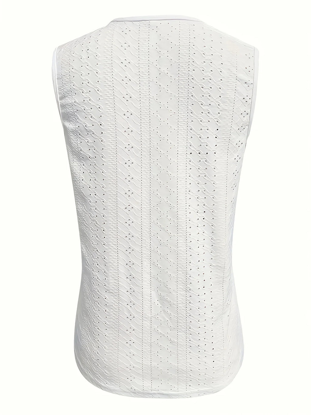 Women's Eyelet Embroidery Tank Top Symmetrical Straps with Buckle V Neck Casual Sleeveless Cami Tops - Matrix-studios.com