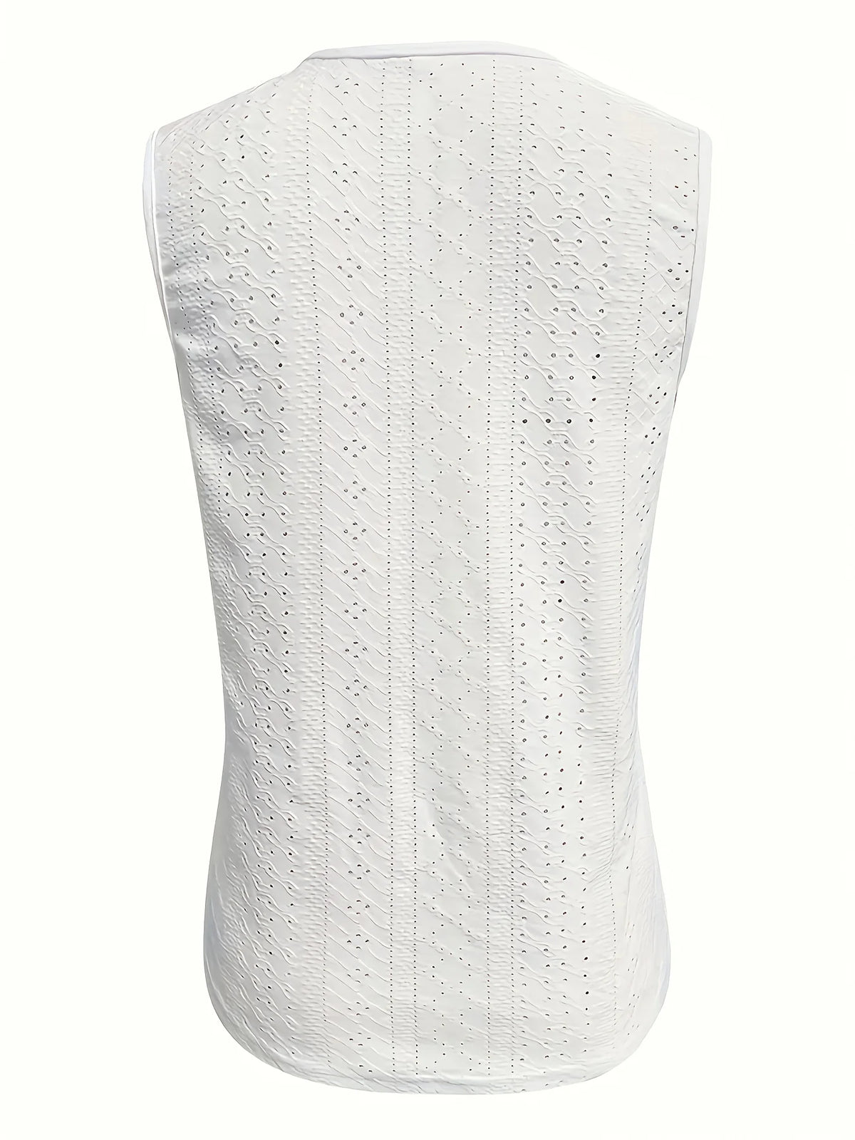 Women's Eyelet Embroidery Tank Top Symmetrical Straps with Buckle V Neck Casual Sleeveless Cami Tops - Matrix-studios.com